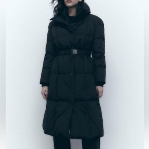 Zara long belted down coat